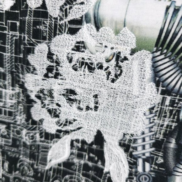 NWT ROBERT GRAHAM Mechanical Skull T-Shirt All Over Print Embroidered SMALL - Picture 4 of 8